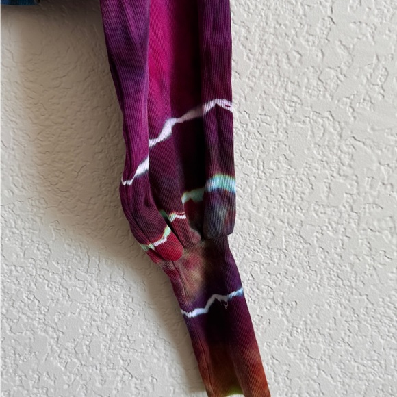 Handmade Geode Tie Dye Crop Top Tee Blouse Womens Small Long Sleeve Turtleneck - Picture 14 of 15